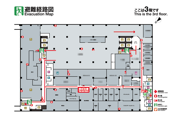 ANAケータリングサービス3F避難経路図